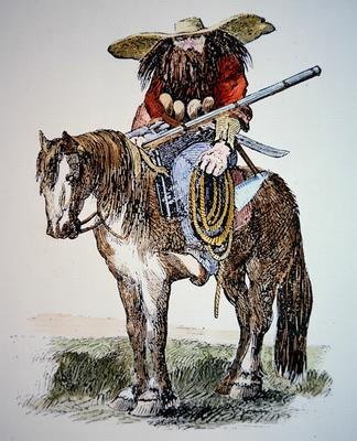 Texas Ranger tegneserie, som viser den urbane østlige utsikten over den ville og hårete Ranger av American School