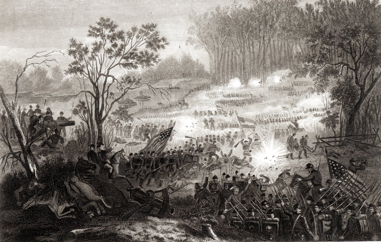 Slaget ved Pittsburg Landing, gravert av H. B. Hall, 1862 av American School