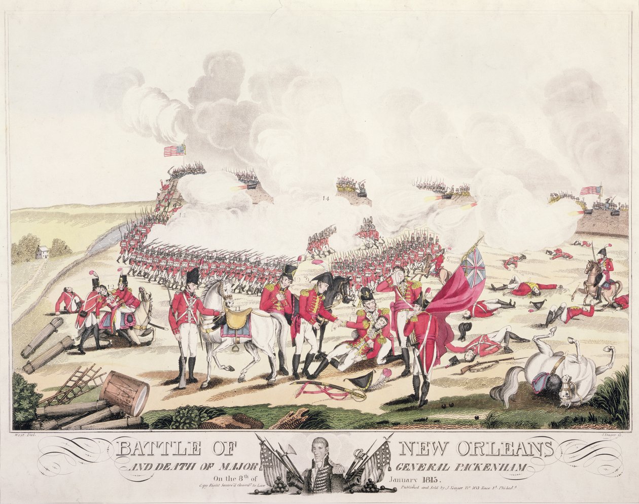 Slaget ved New Orleans og generalmajor Packenhams død, 8. januar 1815 av American School