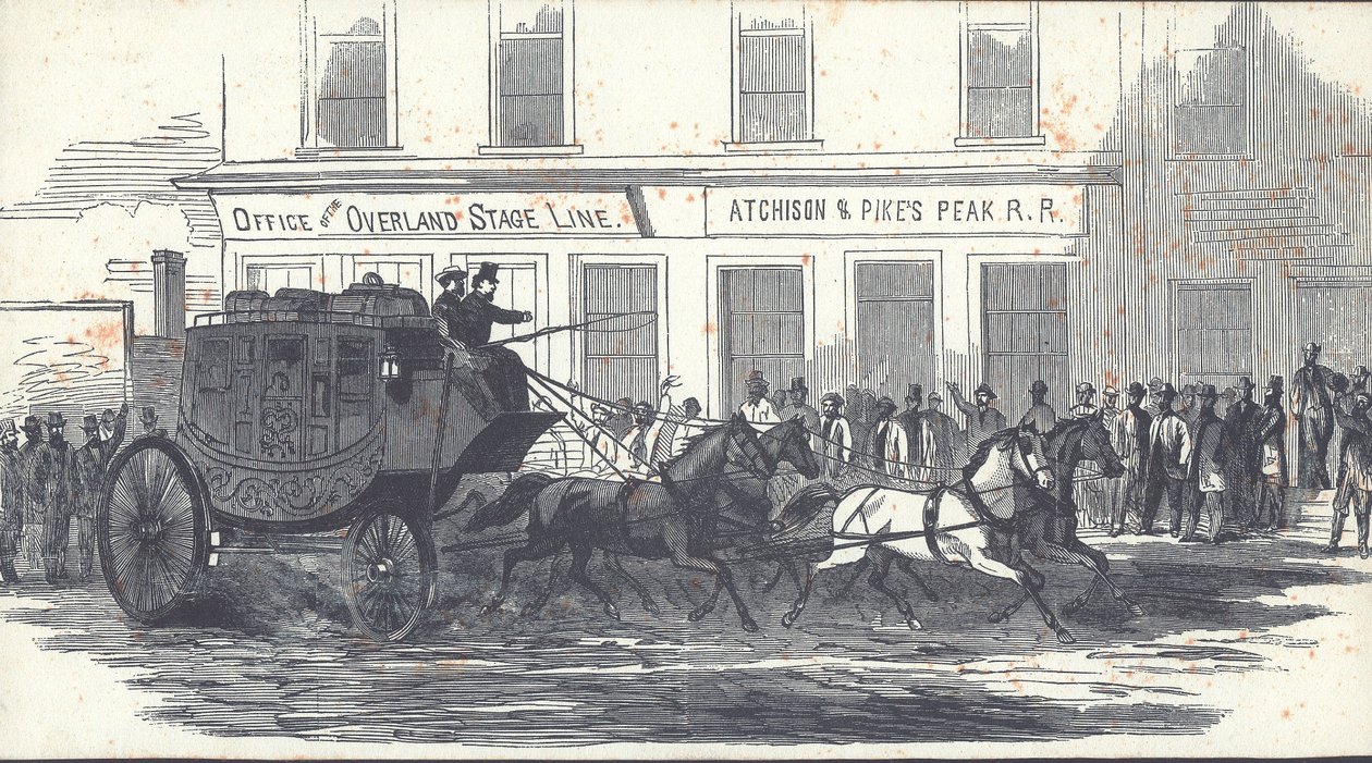 The Butterfield Overland Mail Coach, publisert i Harper's Weekly, 27. januar 1866 (gravering) av American School