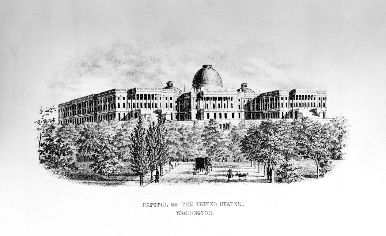 The Capitol of the United States, Washington D.C., ca. 1852 av American School