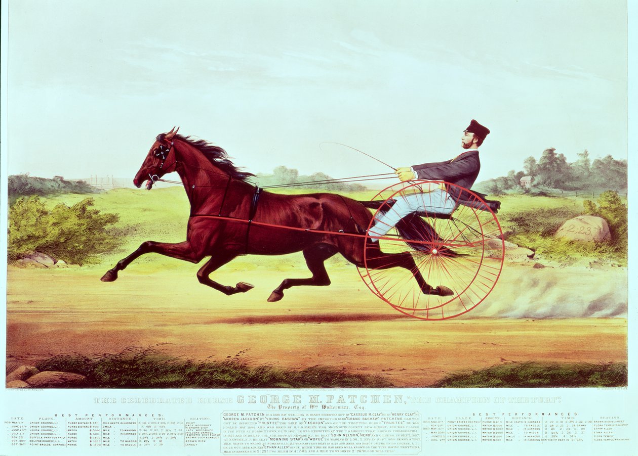 The Celebrated Horse, George M. Patchen, The Champion of the Turf, gravert av Nathaniel Currier (1813-88) og James Merritt Ives (1824-95), 1860 av American School