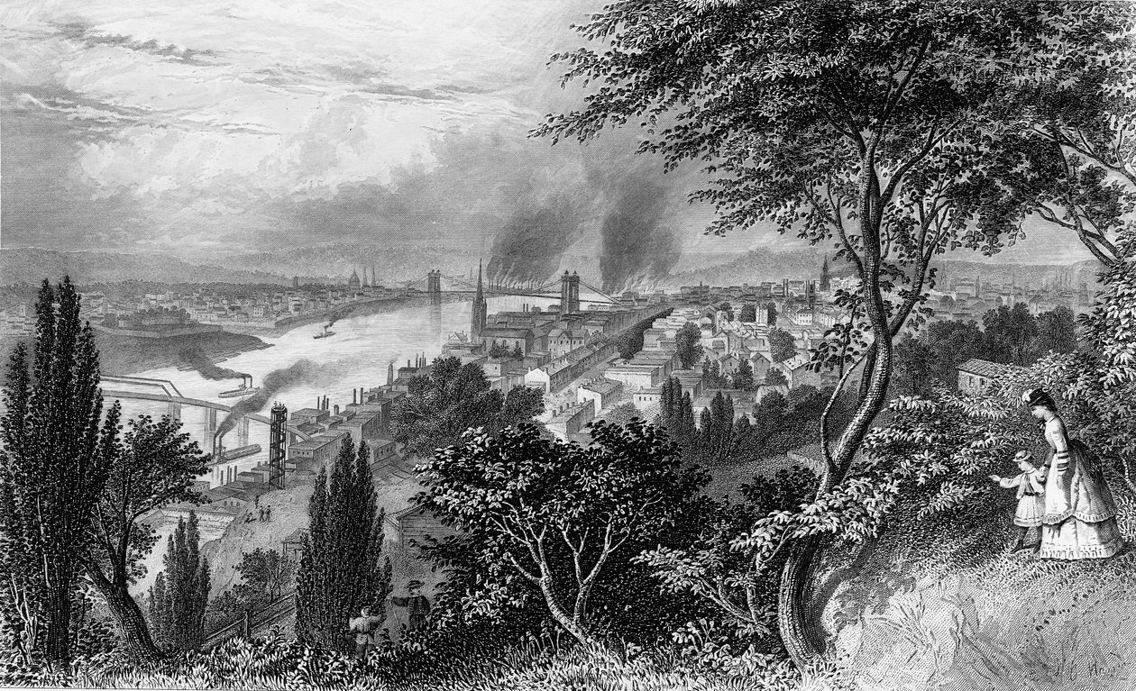 The City of Cincinnati, Ohio, fra Picturesque America Volume II, trykt New York 1872 av American School
