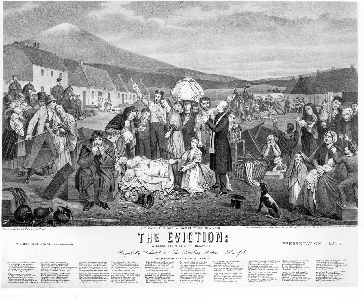 The Eviction: A Scene from Life in Ireland, pub. av J.T. Foley, 1871 av American School