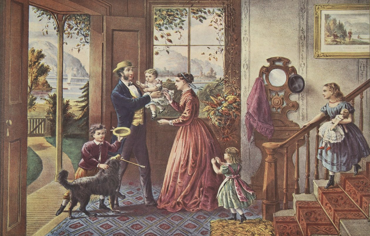 Livets fire årstider - Middelalder, Styrkens sesong , pub. 1868, Currier & Ives av American School