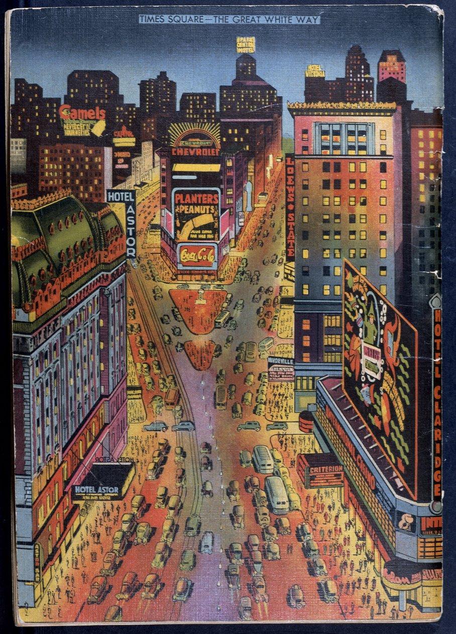 The Great White Way Times Square, New York City, illustrasjon fra New York Illustrated, 1938 av American School