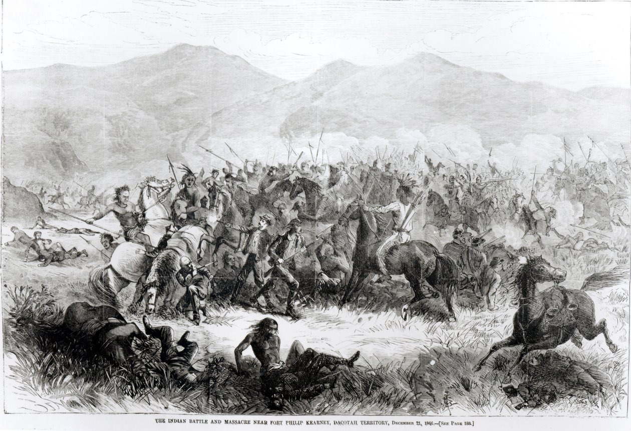Det indiske slaget og massakren nær Fort Philip Kearney, Dakotah-territoriet, 21. desember 1866 av American School