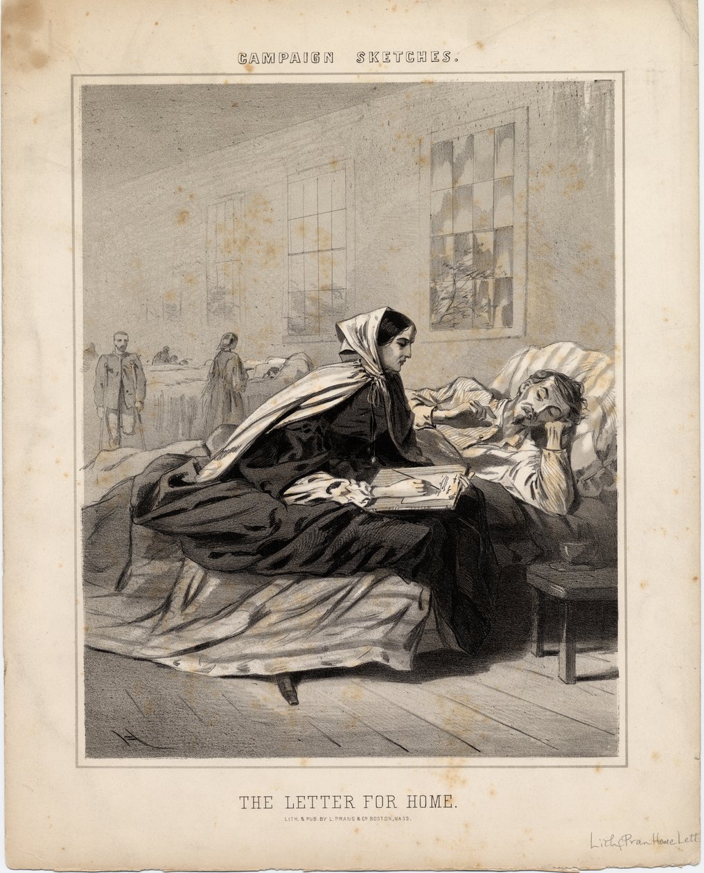 The Letter for Home, illustrasjon fra Campaign Sketches, 1863 av American School