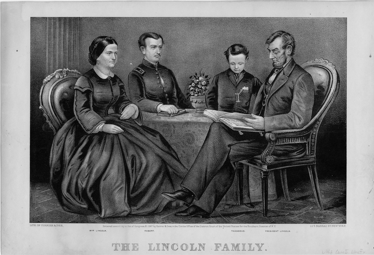 The Lincoln Family, pub. av Currier & Ives, 1867 av American School