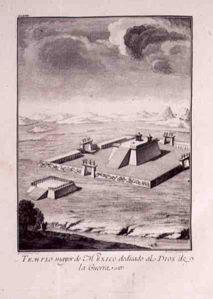 Hovedtempelet i Mexico, dedikert til krigsgudene, fra Antonio de Solis y Rivadeneira Solis 
