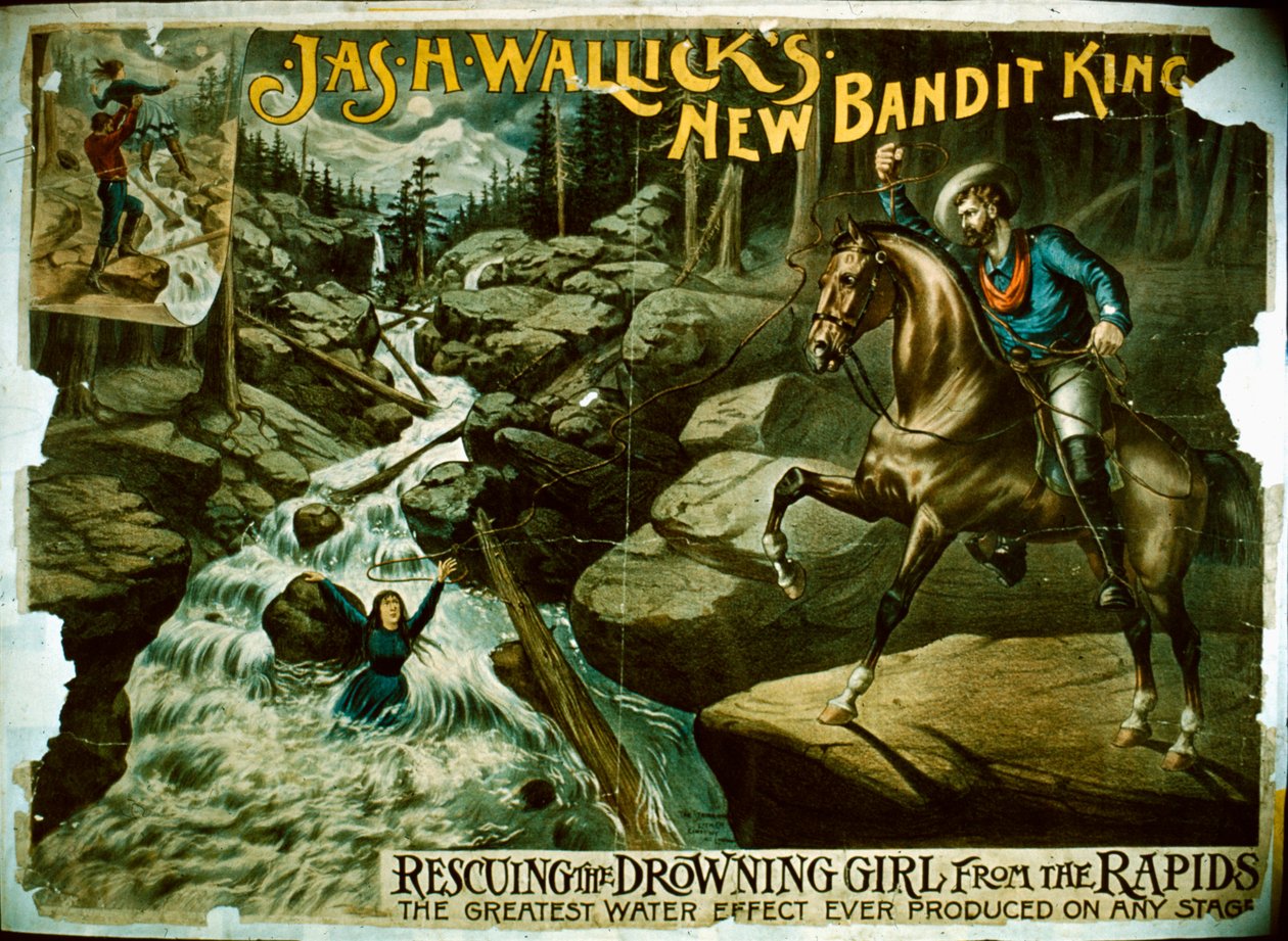 The New Bandit King reddet en jente fra strykene, 1880-90-tallet av American School