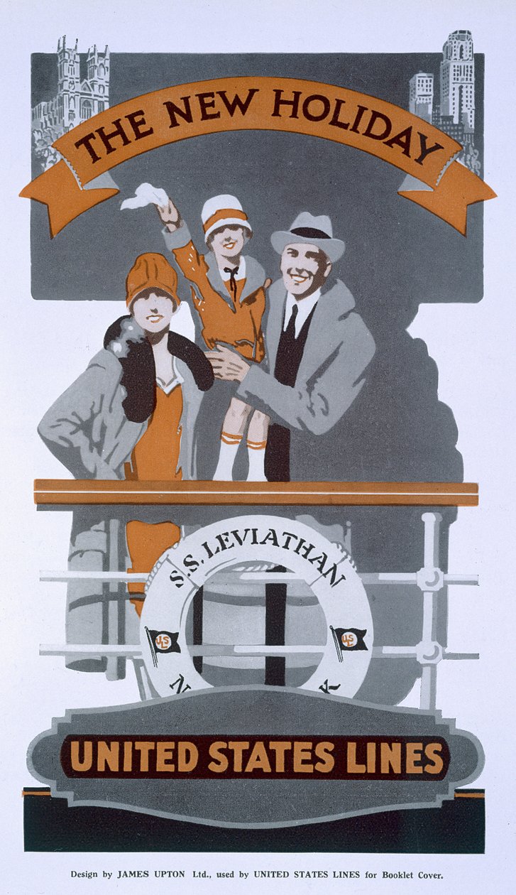The New Holiday, annonse for United States Lines, SS Leviathan, 1920-tallet av American School