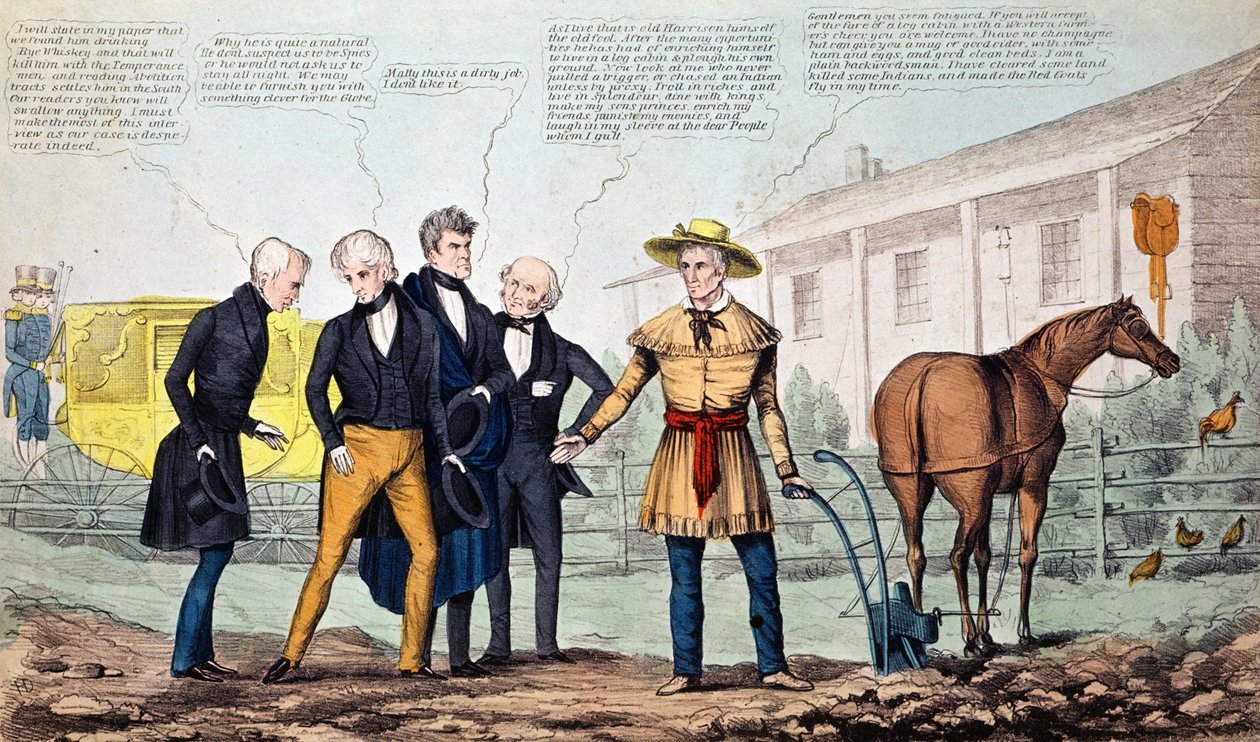 The North Bend Farmer and His Visitors, karikatur utgitt av H.R. Robinson, ca. 1840-42 av American School