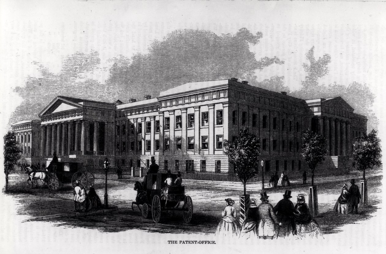 Patentkontoret, fra 'Harper's New Monthly Magazine', 1859 av American School
