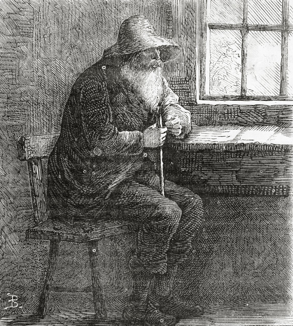 The Patriarch, illustrasjon for en spillehistorie, A Community of Outcasts, fra Appletons Journal, 23. mars 1872 av American School