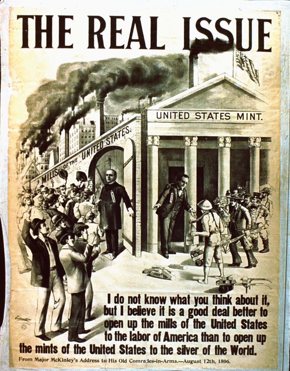 The Real Issue - En plakat som tar til orde for at USA åpner sine fabrikker for amerikansk arbeidskraft av American School