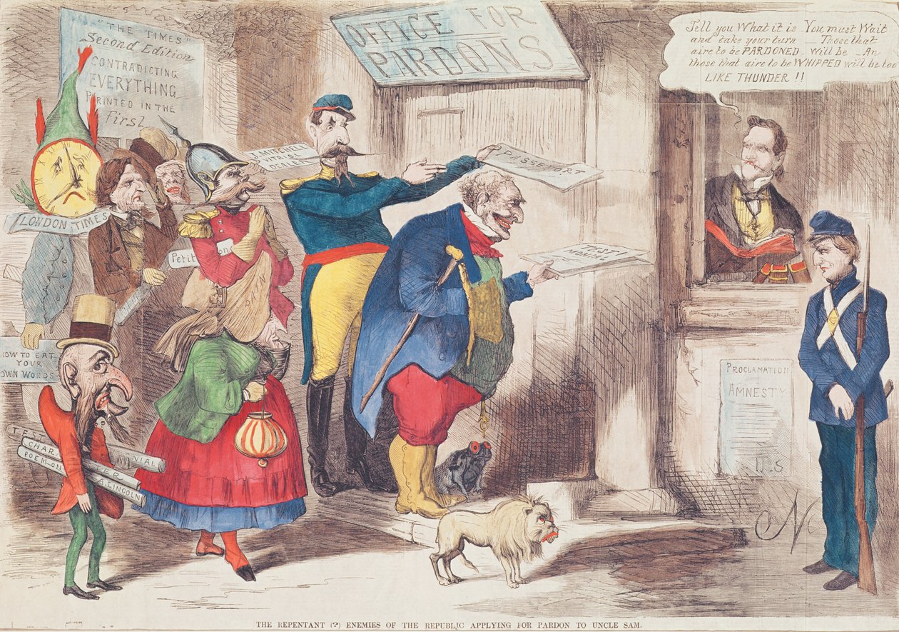 Republikkens angrende (?) fiender søker om benådning til onkel Sam, 1869 av American School