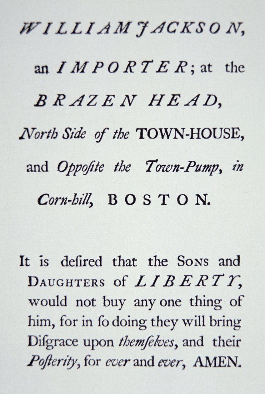 'Sons of Liberty', en hemmelig bevegelse grunnlagt i 1765 i opposisjon til britiske skatter (litho) av American School
