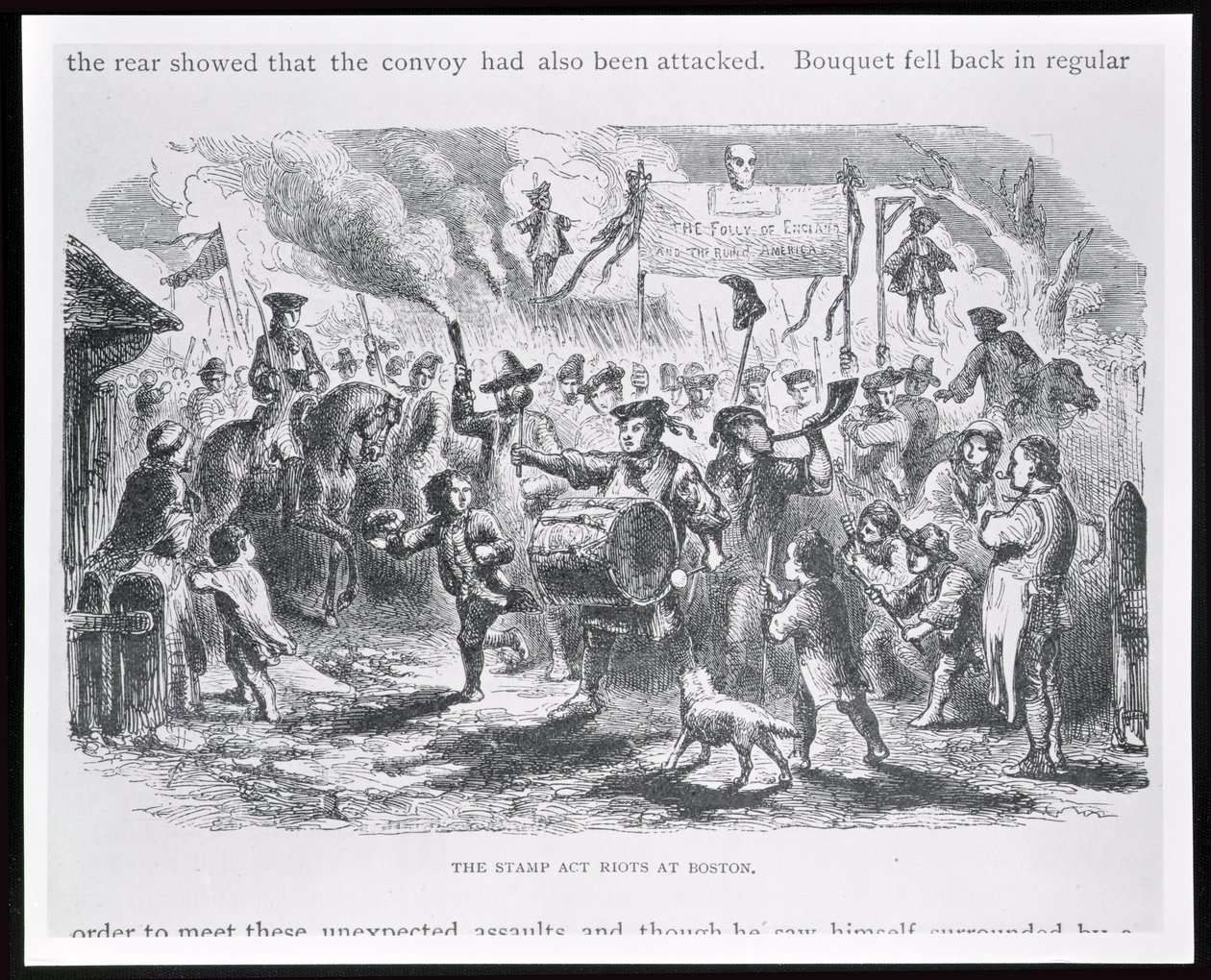 The Stamp Act Riots at Boston, 25. august 1765, fra "Youth's History of the United States" av Ellis av American School