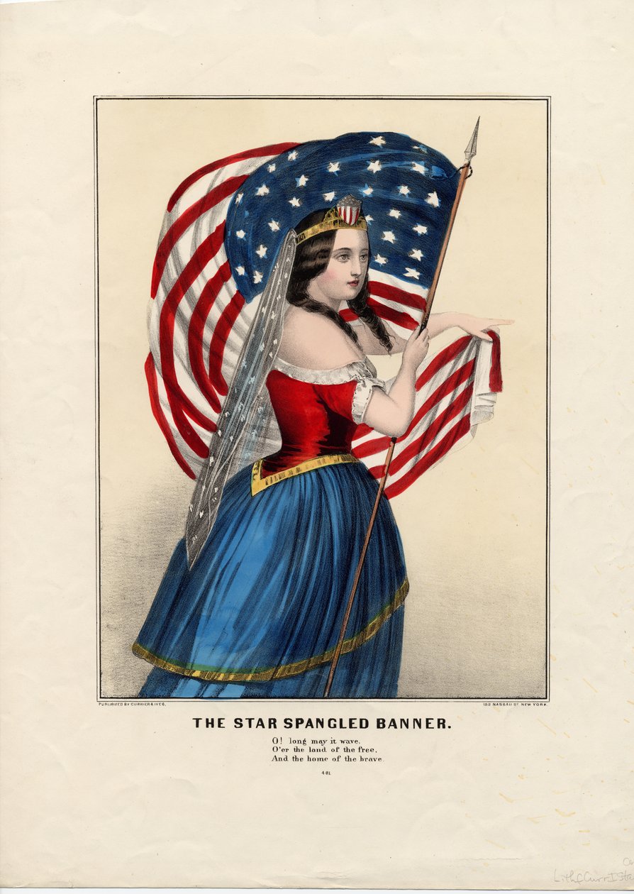 The Star Spangled Banner, pub. av Currier & Ives, ca. 1860 av American School