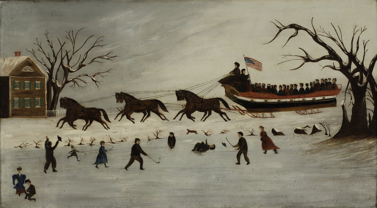 Suffragettene tar en sledetur, 1870-90 av American School