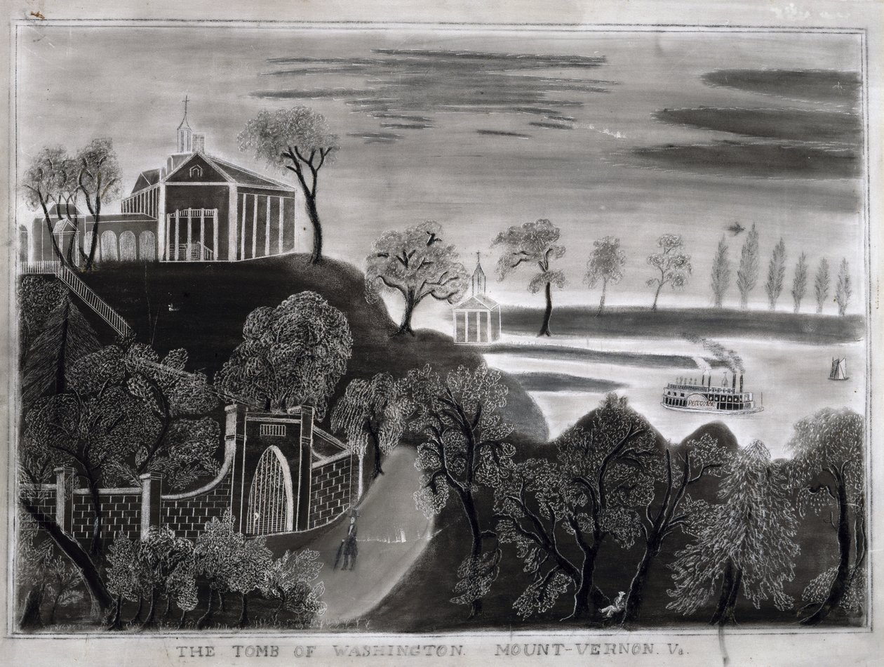 The Tomb of Washington, Mount Vernon, Va., etter 1807 (grafitt på sandpapir) av American School