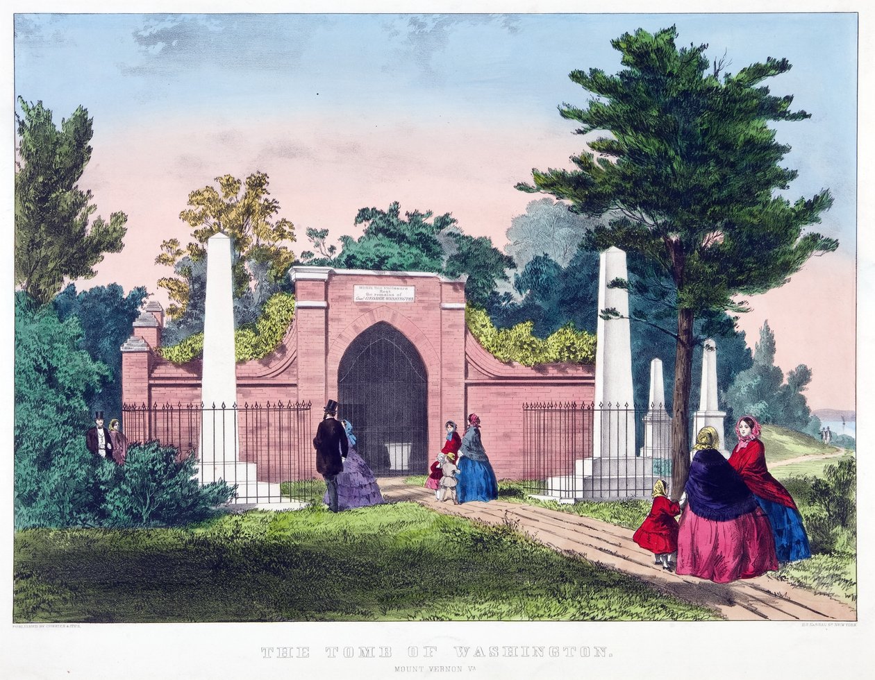 The Tomb of Washington, Mount Vernon, Va., pub. c1857 fargelitografi. av American School