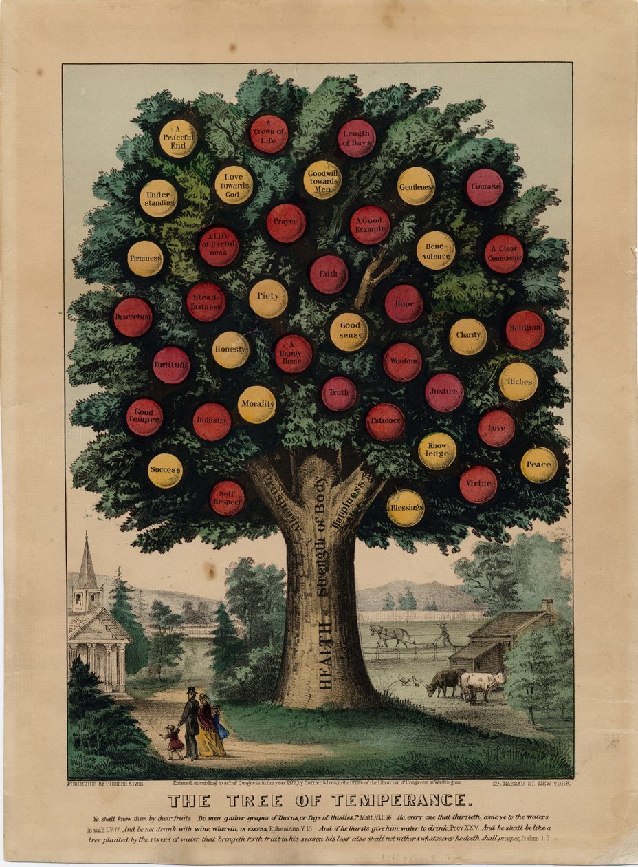 The Tree of Temperance, pub. av Currier & Ives, 1872 av American School