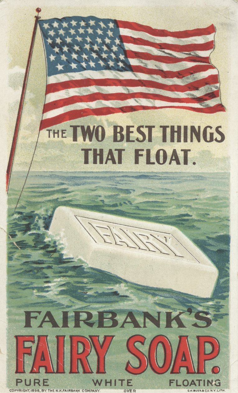 The Two Best Things That Float, annonse for Fairbanks flytende Fairy Soap, 1898 av American School