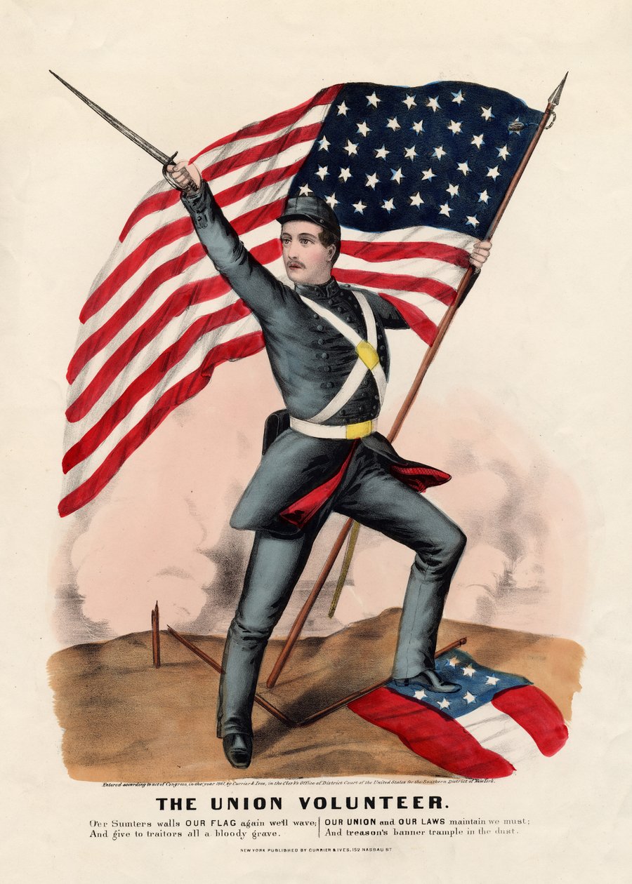 The Union Volunteer, pub. av Currier & Ives, 1861 av American School