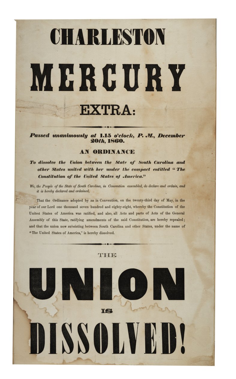 Unionen er oppløst! (Charleston Mercury, ekstrautgave), 20. desember 1860 av American School