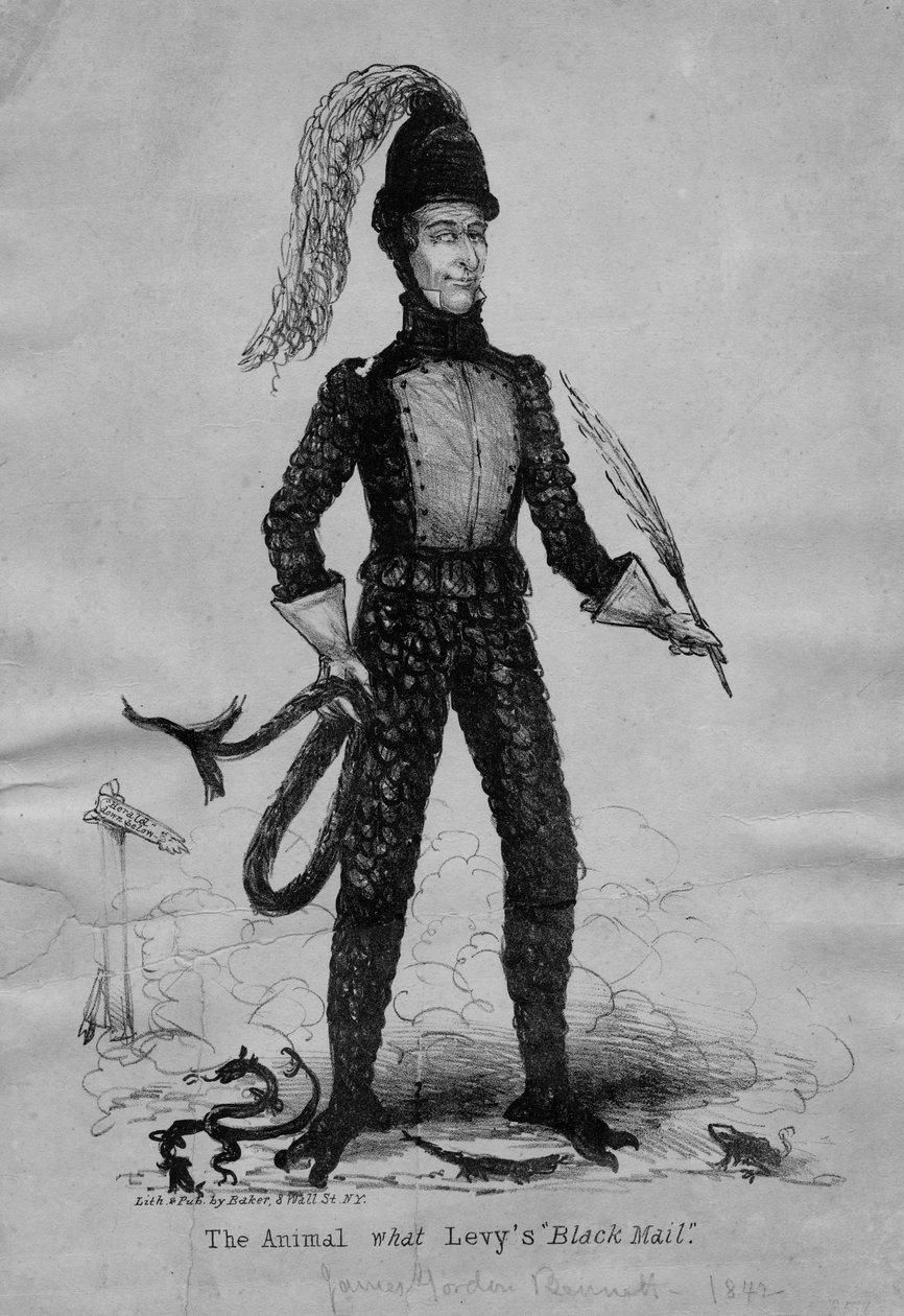 The animal what levys Black Mail, utgitt av Baker, New York, ca. 1842 av American School