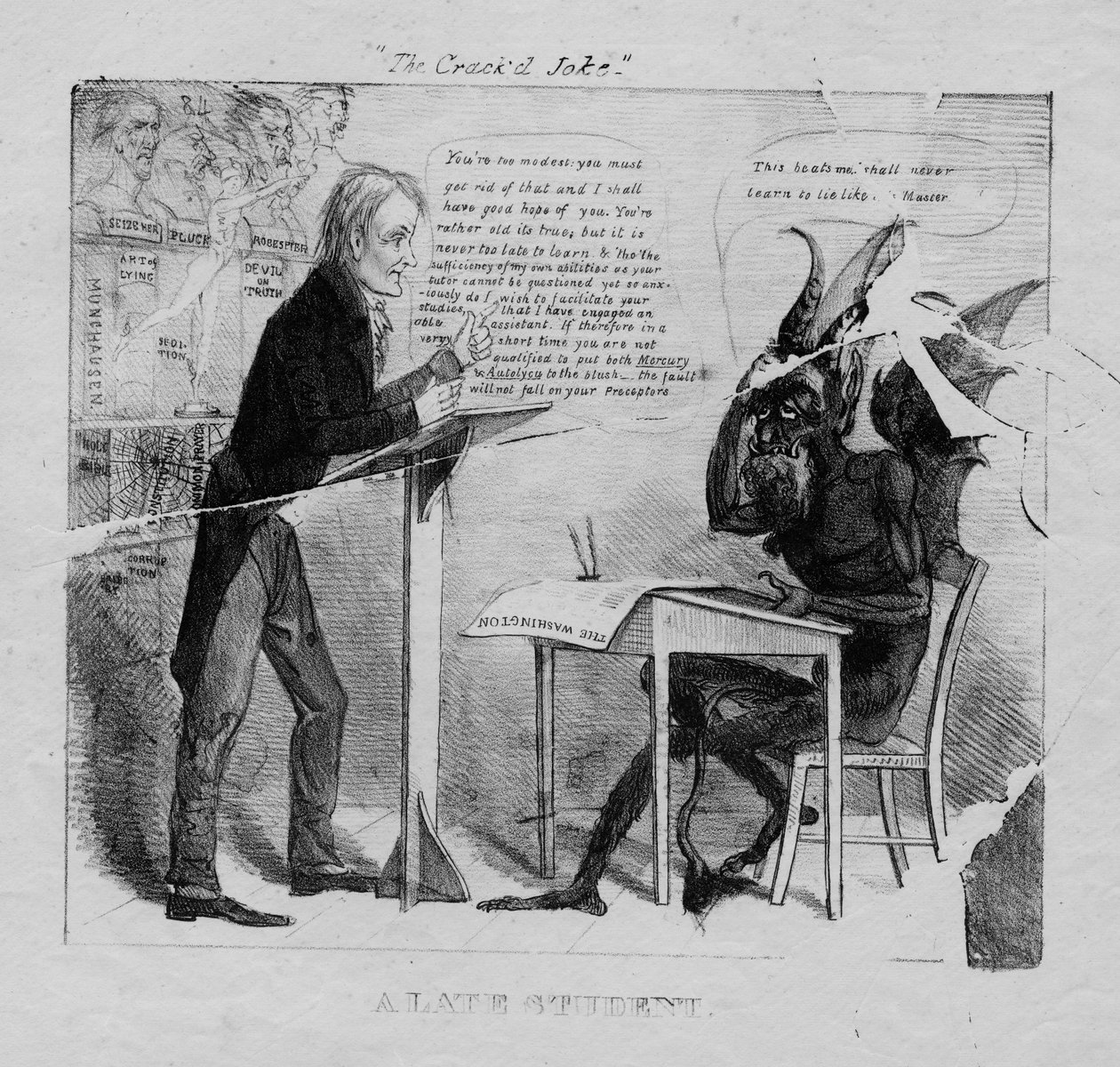 Den sprukne vitsen: en sen student, 1827 av American School