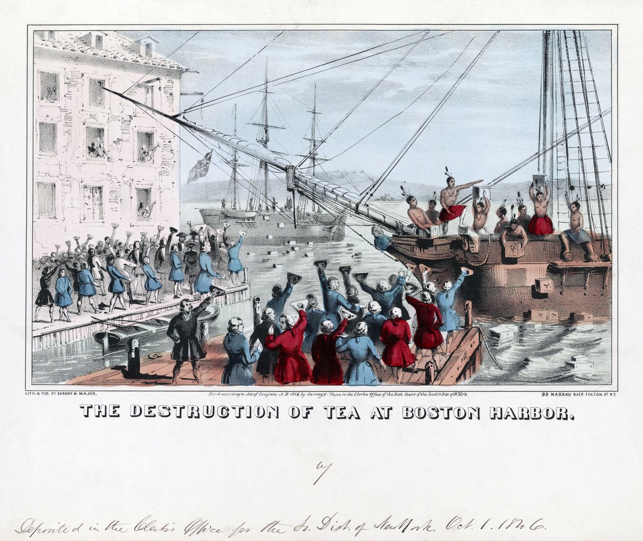 Ødeleggelsen av te i Boston Harbor, pub av American School