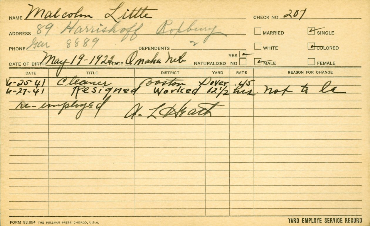 Arbeidstakertjenesten til Malcolm X (1925-65) av American School