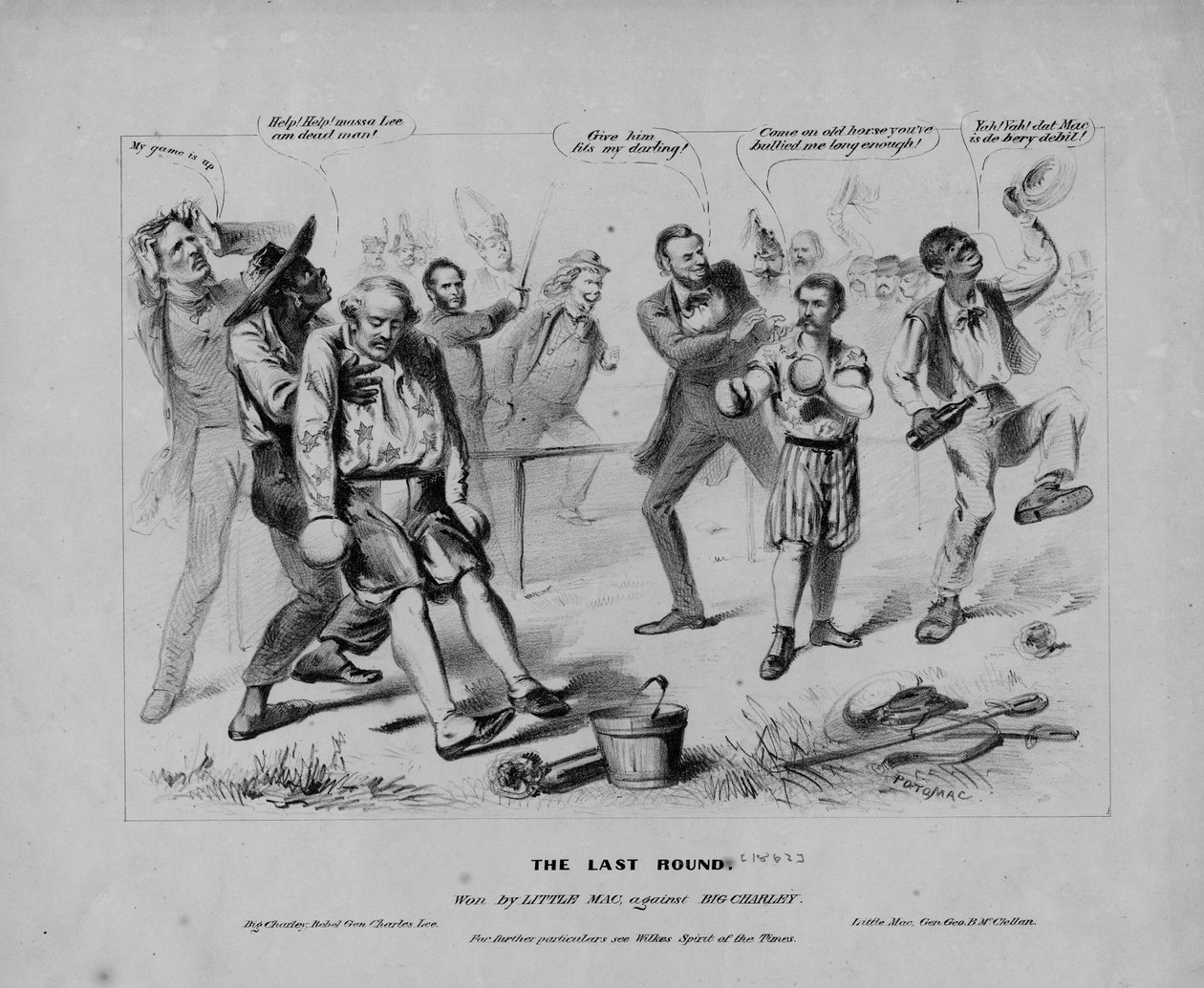 Den siste runden: vunnet av Little Mac, mot Big Charley: for ytterligere detaljer se Wilkes tidsånd, signert Potomac, ca. 1862 av American School
