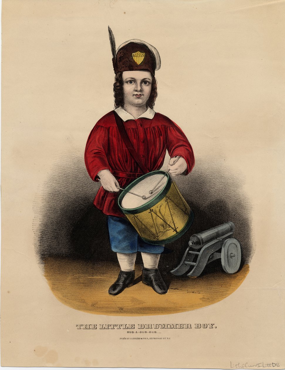 Den lille trommeslagergutten: rub-a-dub-dub, pub. av Currier & Ives, ca. 1860 av American School