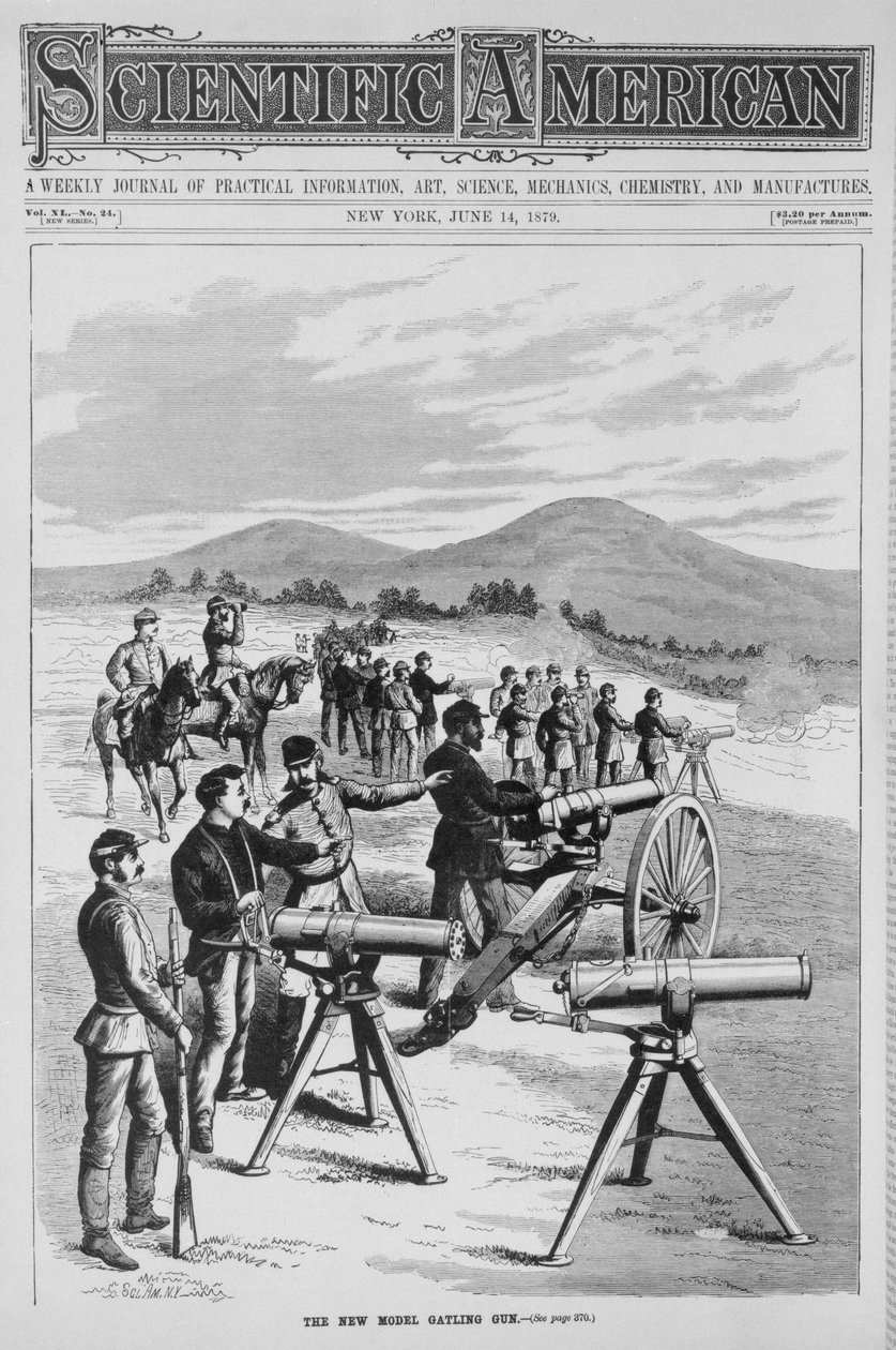 Den nye modellen Gatling Gun, fra Scientific American, 14. juni 1879 av American School