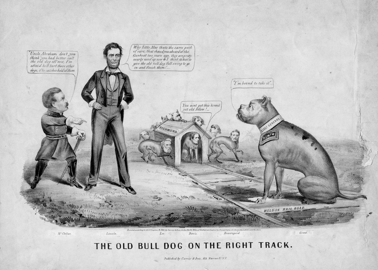Den gamle oksehunden på rett spor, utgitt av Currier & Ives, New York, 1864 av American School
