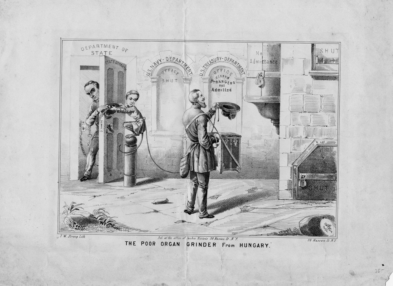 Den stakkars orgelkvernen fra Ungarn, utgitt av TW Strong, New York, ca. 1852 av American School