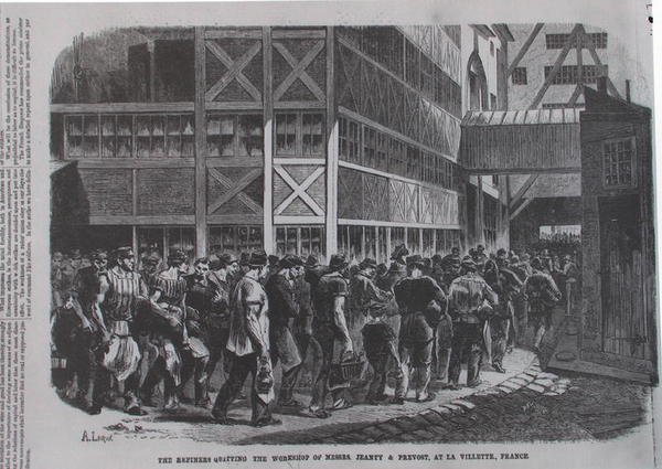 Raffinørene sluttet i verkstedet til Mrs. Jeanty & Provost i la Villette, Frankrike fra Scientific American, 1870 av American School