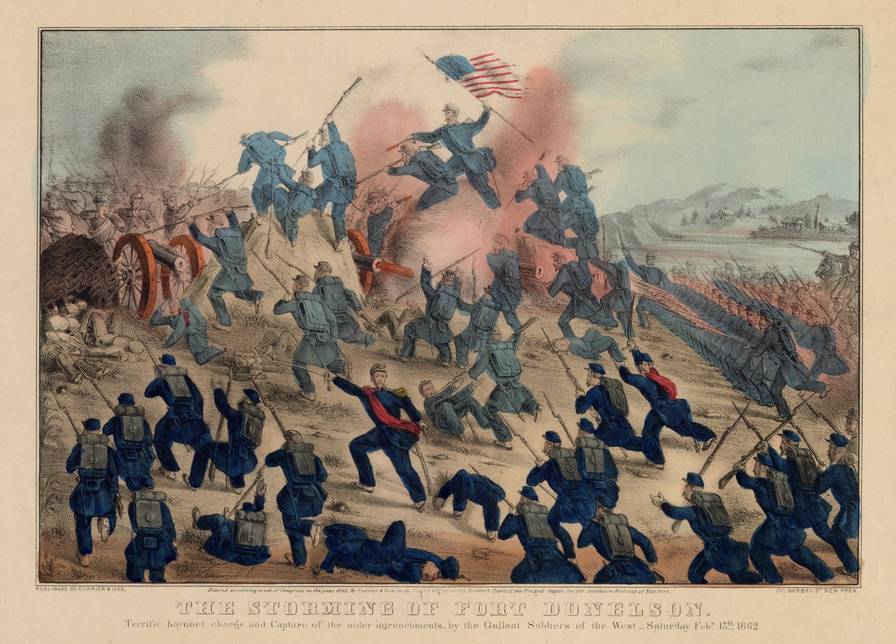 Stormingen av Fort Donelson, pub. av Currier & Ives, 1862 av American School