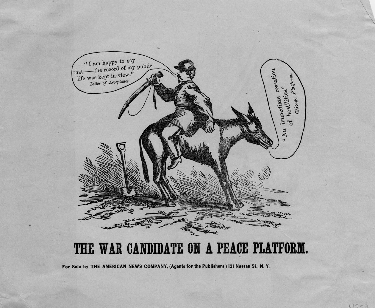 Krigskandidaten på en fredsplattform, utgitt av American News Co., New York, 1864 av American School