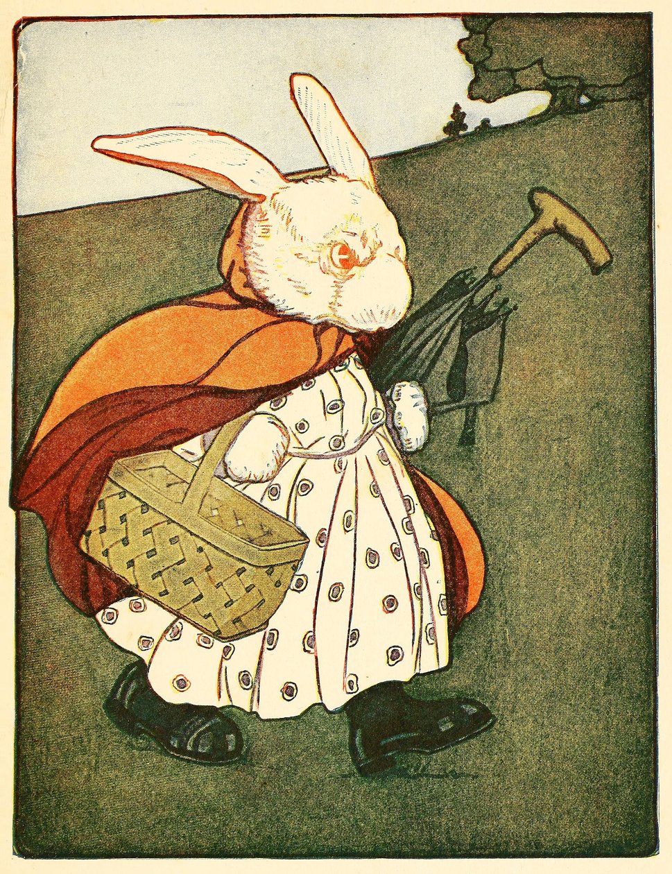 Så gikk gamle fru kanin … gjennom skogen til bakeren, fra The Tale of Peter Rabbit, 1916. av American School