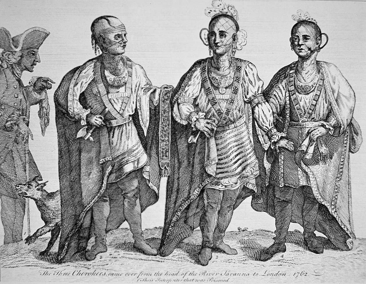 Tre amerikanske Cherokee Chiefs av American School
