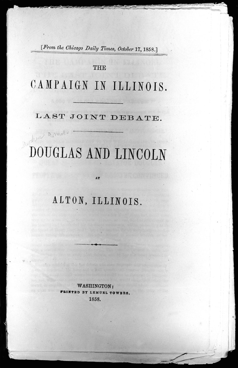 Tittelside til The Campaign in Illinois: Last Joint Debate, trykt 1858 av American School