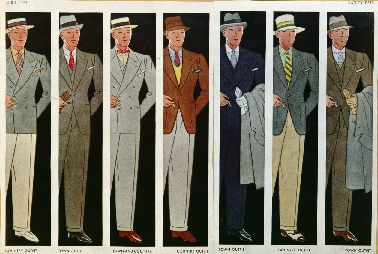 Town and Country Outfits, fra Vanity Fair, april 1931 av American School