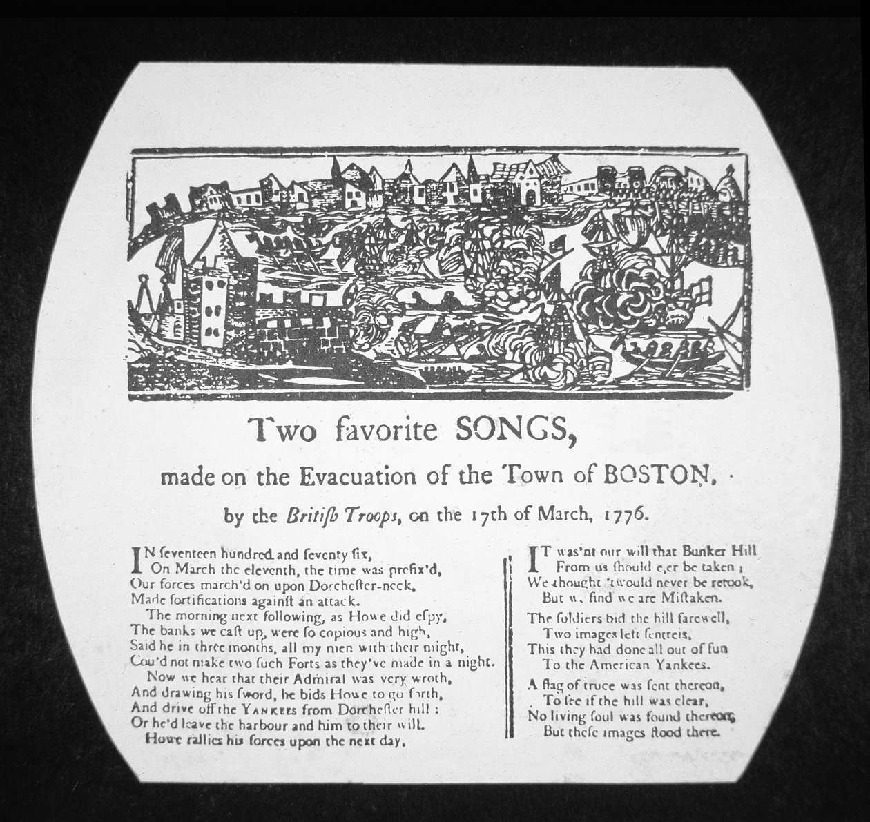 To favorittsanger, laget på evakueringen av Boston av de britiske troppene, 17. mars 1776 (gravering) av American School