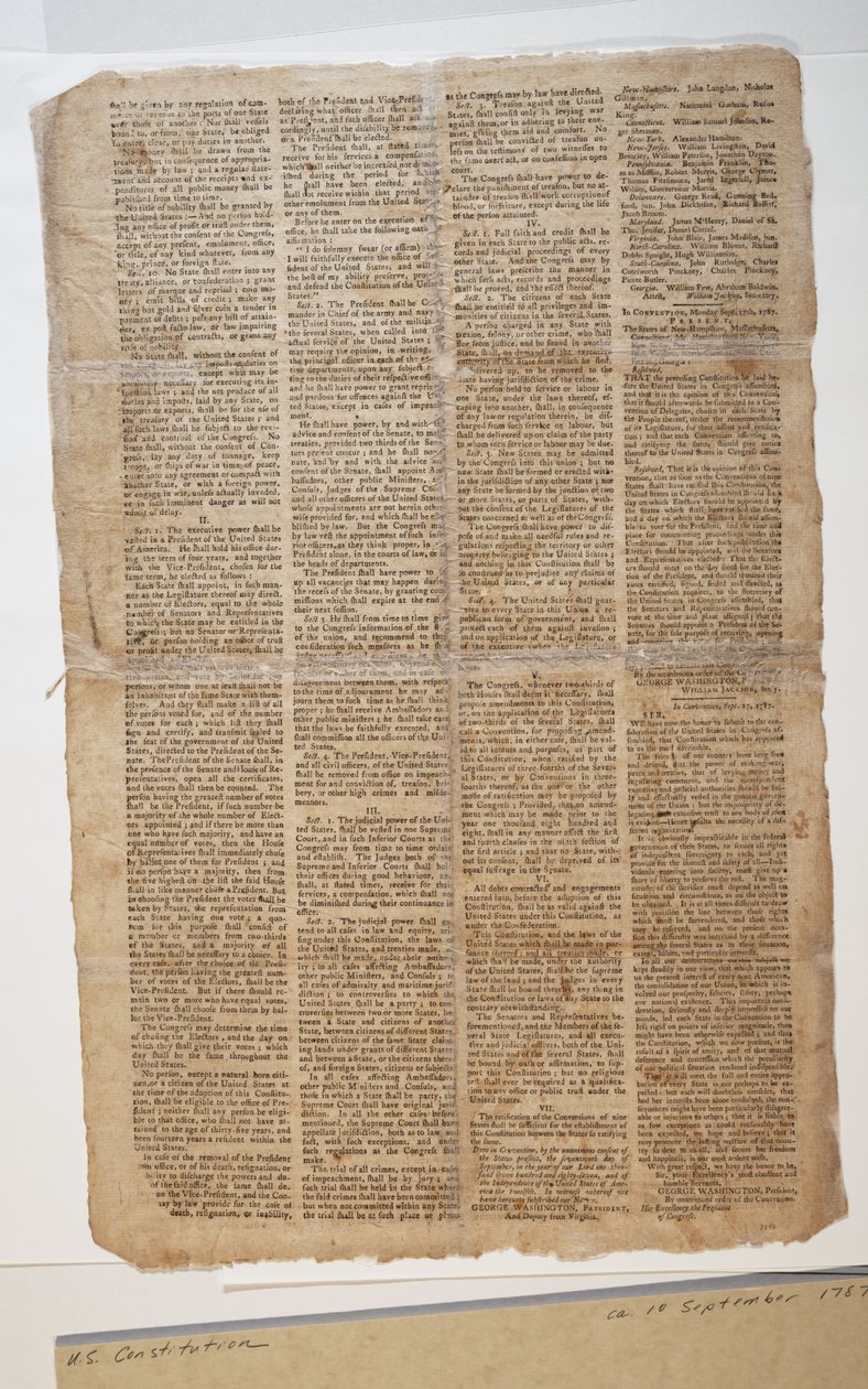 USAs grunnlov, ca. 10. september 1787 (se også GLC 696083) av American School