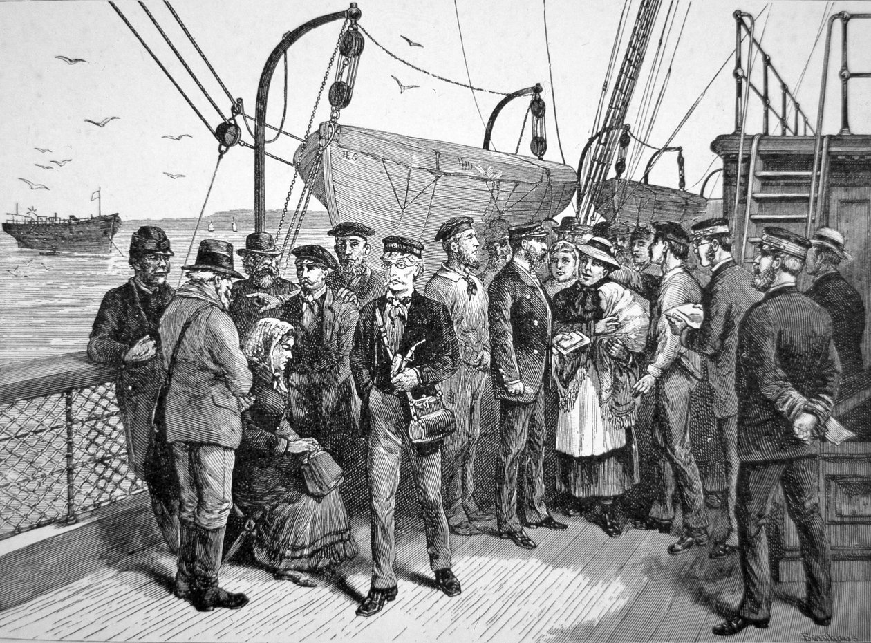 Helseoffiserer i amerikanske myndigheter på et emigrantskip, Quarantine Point, New York av American School